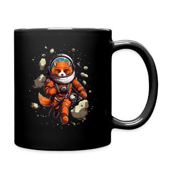 Cute cartoon fox as astronaut with spacesuit - Full Colour Mug - black - Right