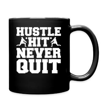 Hustle Hit Never Give Up - Volleyball - Full Colour Mug - black - Right