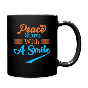 Peace begins with a smile - Statement - Full Colour Mug - black - Right