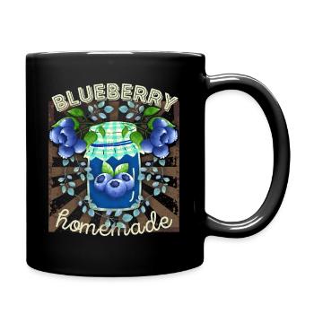 Blueberry, Blaubeermarmelade, Blaubeeren Spruch - Tasse einfarbig - Schwarz - Rechts