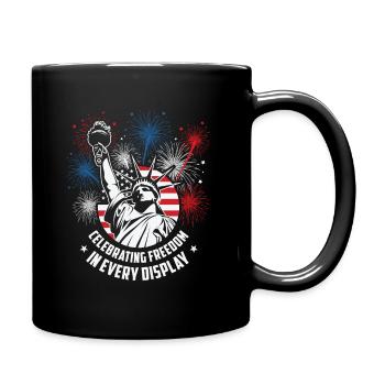 USA Independence Patriotic American Flag Fireworks - Full Colour Mug - black - Right