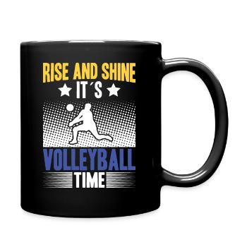 Kleiner Bruder Größter Fan - Volleyball - Tasse einfarbig - Schwarz - Rechts