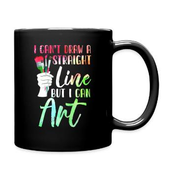 Ich kann keine gerade Linie zeichnen, aber ich kann Kunst - Tasse einfarbig - Schwarz - Rechts
