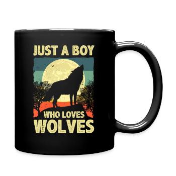 Wolves Design For Men Boys Howling Wolf Lovers - Full Colour Mug - black - Right