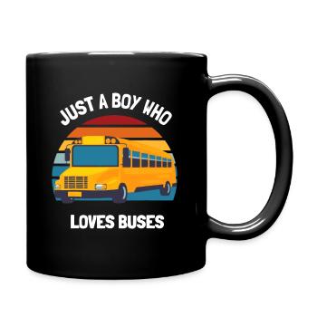 Just A Boy Who Loves Buses School Bus Toddler Kids - Full Colour Mug - black - Right