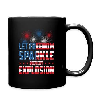 USA Independence Patriotic American Flag Fireworks - Full Colour Mug - black - Right