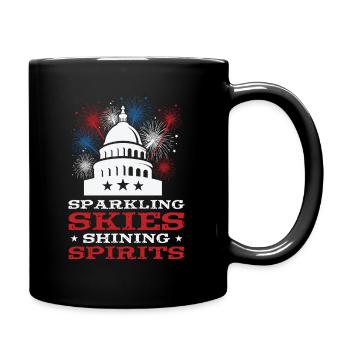 USA Independence Patriotic American Flag Fireworks - Full Colour Mug - black - Right