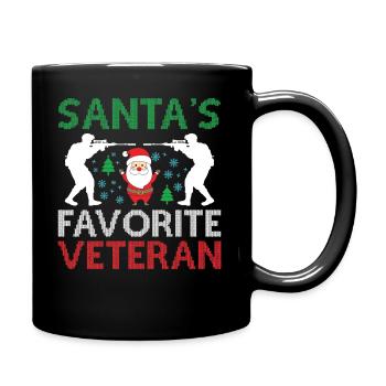 Santa's favorite veteran - Full Colour Mug - black - Right