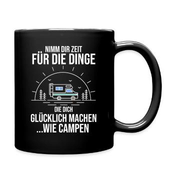 Wohnmobil Wohnwagen Camping Camper - Tasse einfarbig - Schwarz - Rechts