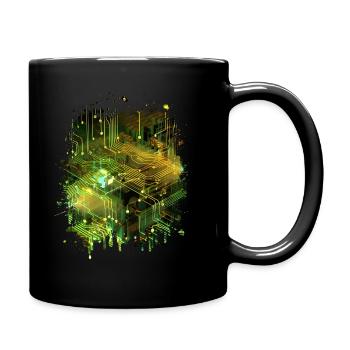 Art abstrait : carte mère de flux de données numériques - Mug uni - noir - Droite