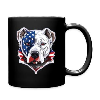 American Pitbull with US flag background - Full Colour Mug - black - Right