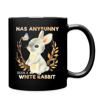 Lustiger Hase, Häschen Spruch, Pun, White-Rabbit - Tasse einfarbig - Schwarz - Rechts