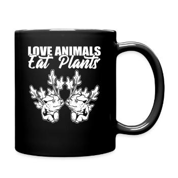 Amour Les animaux Mangent des plantes Végétarien - Mug uni - noir - Droite