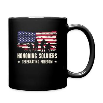 USA Independence Military Heroes Soldier Freedom - Full Colour Mug - black - Right