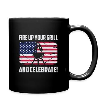 Barbecue de l’indépendance des États-Unis Drapeau américain - Mug uni - noir - Droite