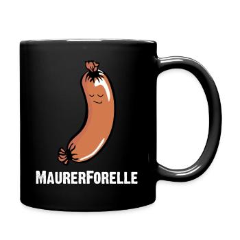 Maurerforelle,Knackwurst, Bockwurst, Augsburger - Tasse einfarbig - Schwarz - Rechts
