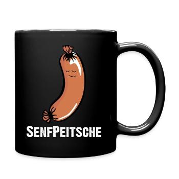 Senfpeitsche, Knackwurst, Bockwurst, Augsburger - Tasse einfarbig - Schwarz - Rechts