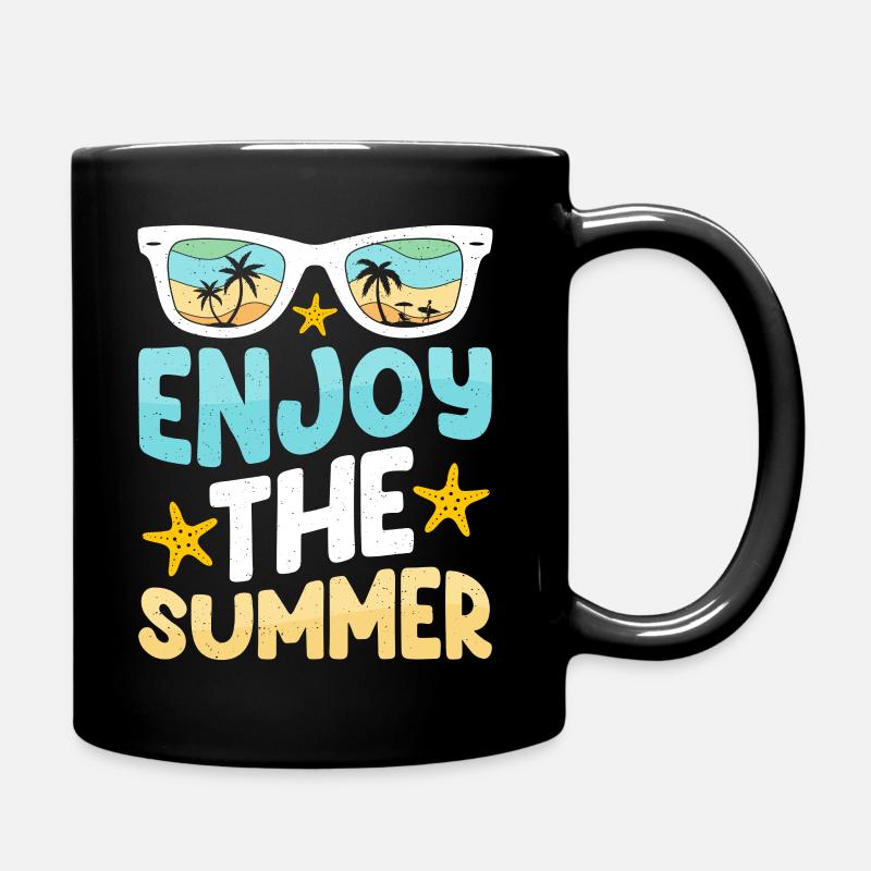 Enjoy the summer - Sommer Sonne Strand Meer - Tasse einfarbig - Schwarz