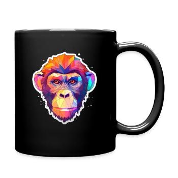 Affenkopf Polygon - Tasse einfarbig - Schwarz - Rechts