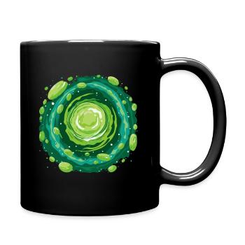 Cooles Grünes Sci-Fi Cartoon Portal für Zeitreisen - Tasse einfarbig - Schwarz - Rechts