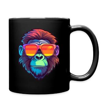 Monkey head with sunglasses - Full Colour Mug - black - Right
