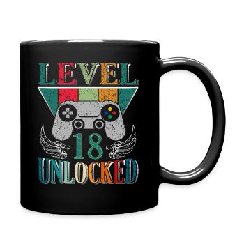 Level 18 Unlocked – 18th Anniversary - Full Colour Mug - black - Right