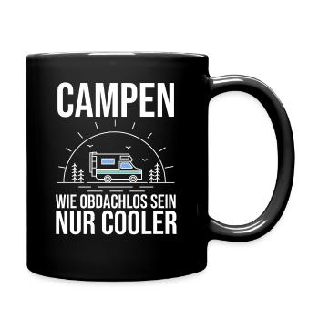 Wohnmobil Wohnwagen Camping Camper - Tasse einfarbig - Schwarz - Rechts