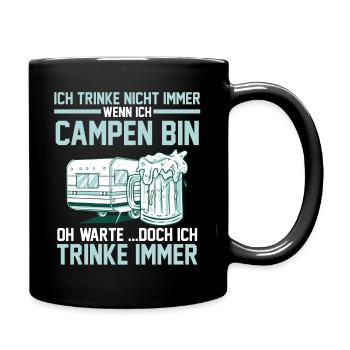 Wohnmobil Wohnwagen Camping Camper - Tasse einfarbig - Schwarz - Rechts