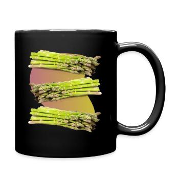 Spargel, grüner Spargel - Tasse einfarbig - Schwarz - Rechts