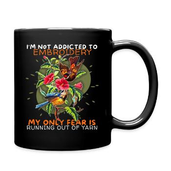 Broderie, broderie, point de croix, drôle de dicton - Mug uni - noir - Droite