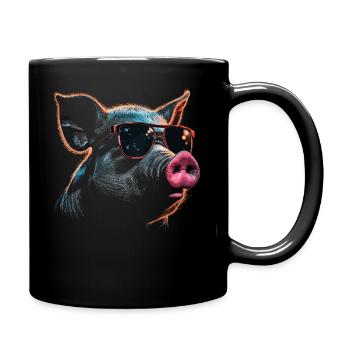 Pig Sunglasses - Full Colour Mug - black - Right
