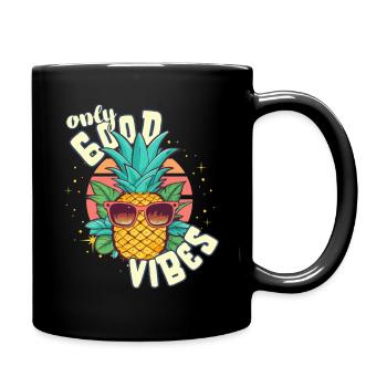 Only Good Vibes: Good Life Ananas mit Sonnenbrille - Full Colour Mug - black - Right