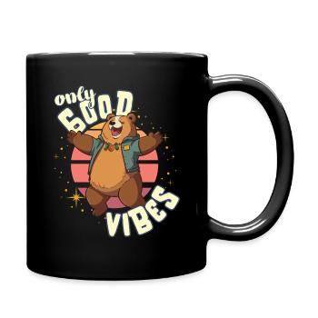 Only Good Vibes: Good Life Cartoon Bär Umarmung - Full Colour Mug - black - Right