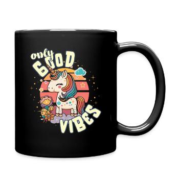 Que des bonnes vibrations : la bonne vie douce licorne magique - Mug uni - noir - Droite