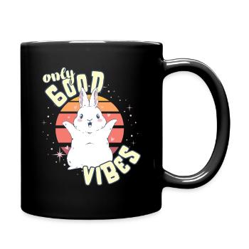 Only Good Vibes: Good Life Kawaii Cartoon Bunny - Full Colour Mug - black - Right