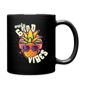 Only Good Vibes: Good Life Pineapple with Sunglasses - Full Colour Mug - black - Right