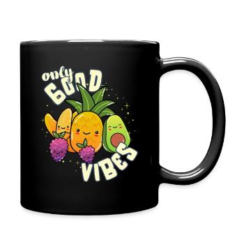 Only Good Vibes: Good Life Sweet Kawaii Fruit - Full Colour Mug - black - Right