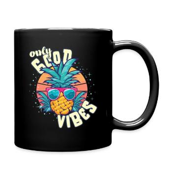 Only Good Vibes: Good Life Pineapple avec lunettes de soleil - Mug uni - noir - Droite