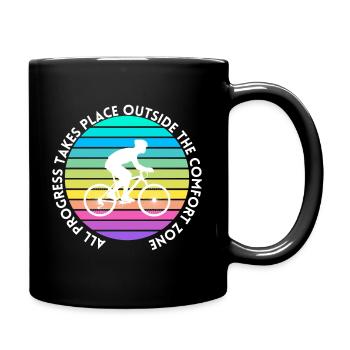 MTB Road Bike Cyclist Leave your comfort zone - Full Colour Mug - black - Right