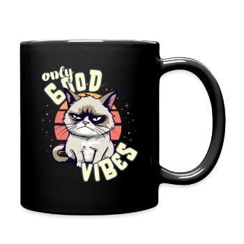Only Good Vibes: Good Life Angry Cartoon Cat - Mug uni - noir - Droite