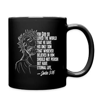 Jesus Christ John 3:16 Bible verse - Full Colour Mug - black - Right