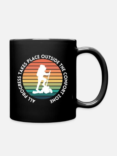 Hiking progress outside the comfort zone - Full Colour Mug - black