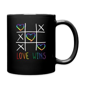 Fun LGBTQ LOVE WINS in Gay Pride Rainbow Colors - Full Colour Mug - black - Right