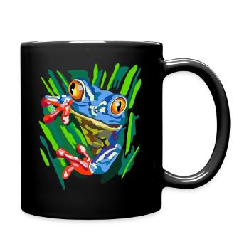 Frosch am Baum - Tasse einfarbig - Schwarz - Rechts