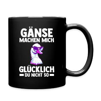 Gans Gänse - Tasse einfarbig - Schwarz - Rechts