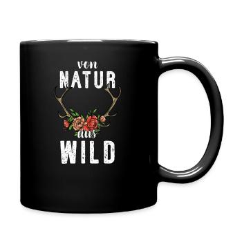 Von Natur aus Wild I Jagd Motiv - Tasse einfarbig - Schwarz - Rechts