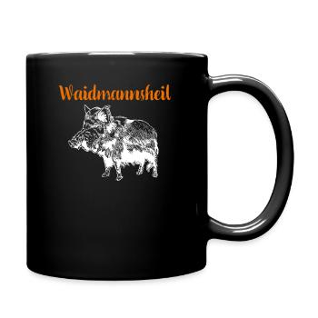 Waidmannsheil I Keiler Jagd Motiv - Tasse einfarbig - Schwarz - Rechts