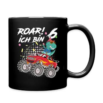 6. Geburtstag Kindergeburtstag Roar Ich Bin 6 - Tasse einfarbig - Schwarz - Rechts