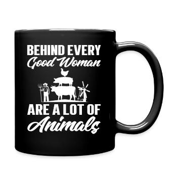 Derrière chaque bonne femme, il y a beaucoup d’animaux - Mug uni - noir - Droite