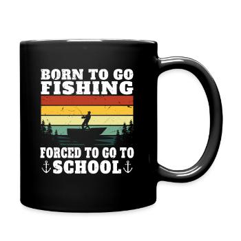 Né pour aller à la pêche cadeau pécheur humour - Mug uni - noir - Droite